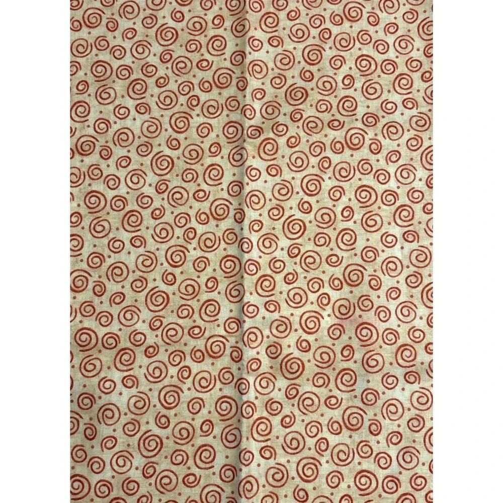 Vtg Red Swirl Pattern Quilting Fabric 36x42